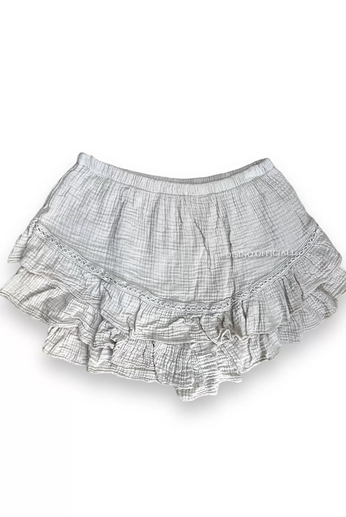 DISINO Beige - 'Arya Skort' - Moesseline Cotton Ruffle Skirt With Short | Vrouw Skirts & Shorts