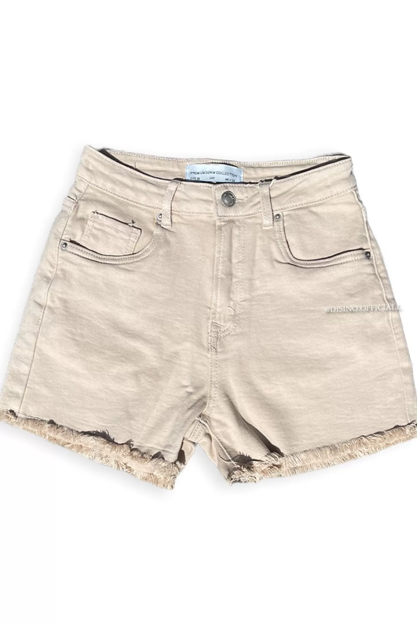 DISINO Beige - 'Lexxie' - High Waist Perfect Fit Stretch Denim Short | Vrouw Skirts & Shorts