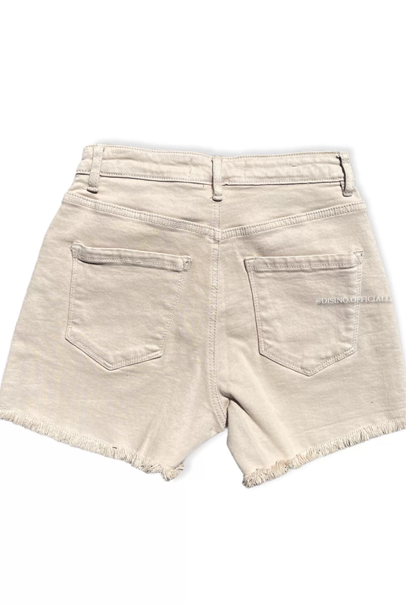 DISINO Beige - 'Lexxie' - High Waist Perfect Fit Stretch Denim Short | Vrouw Skirts & Shorts