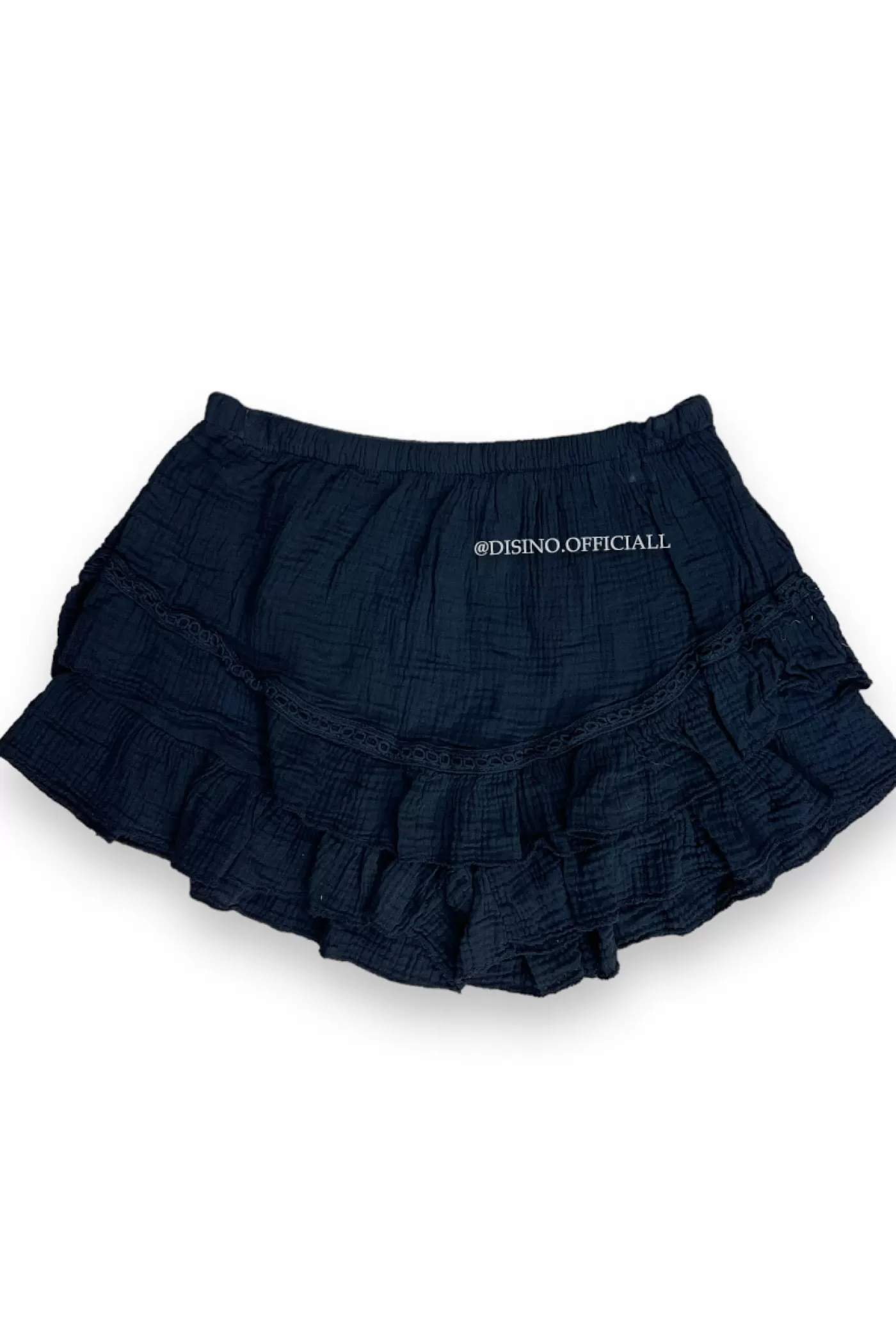 DISINO Black - 'Arya Skort' - Moesseline Cotton Ruffle Skirt With Short | Vrouw Skirts & Shorts