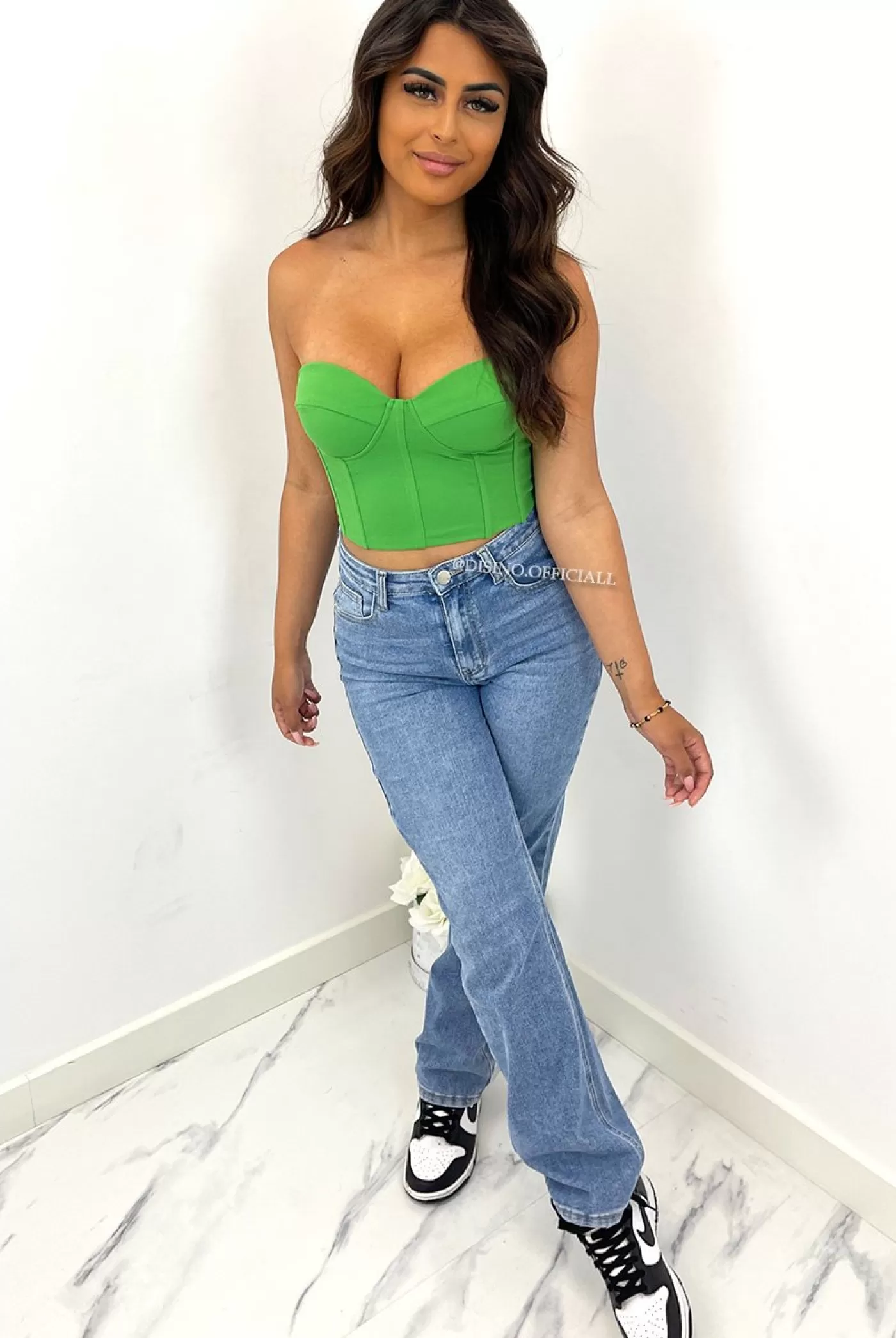 DISINO Green - 'Molly-Mae' - Fishbone Corset Top | Vrouw Tops