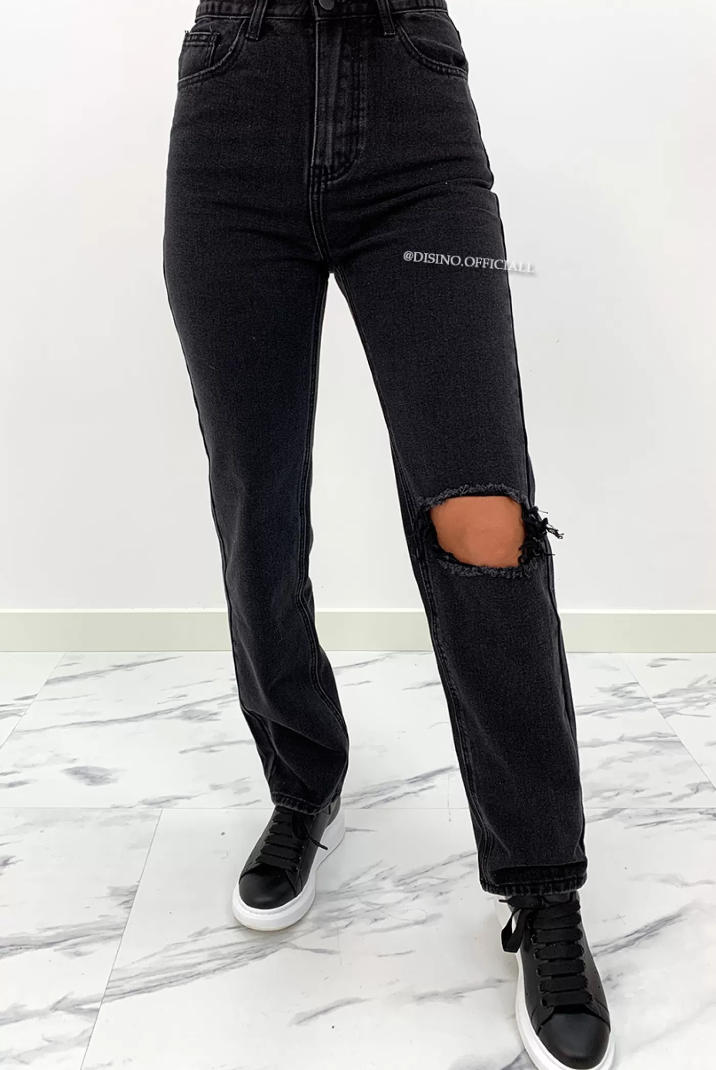 DISINO Redial - Black Denim - High Waist Boyfriend Jeans - 1373 | Vrouw Jeans